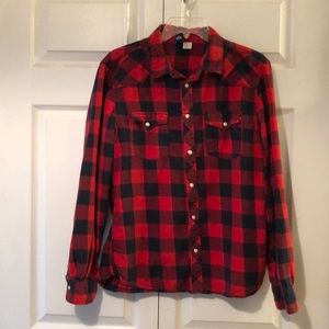 H&M Buffalo Plaid Red and Black Shirt Size Medium